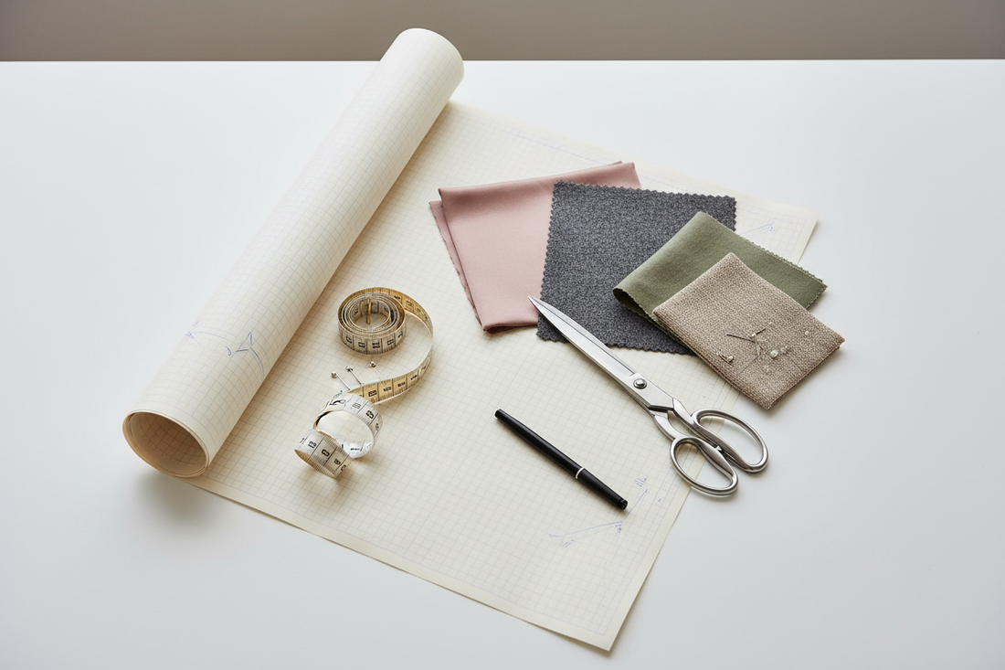 Fashion school supplies and tools showing return to formal fashion education and garment construction training