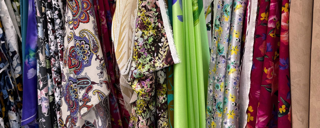 Rolls of fabric from a shop in Italy