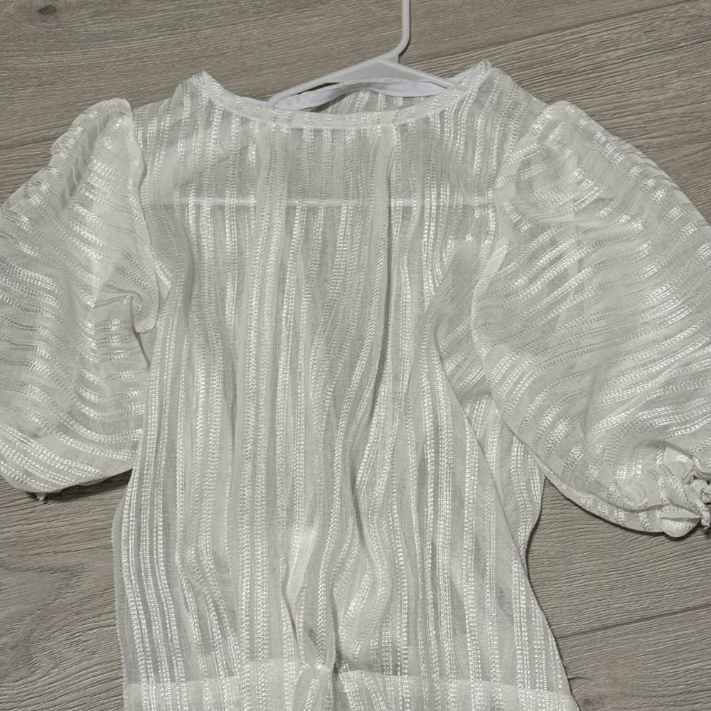 The Curtain Blouse — upcycled curtain fabric made into a puff-sleeve blouse
